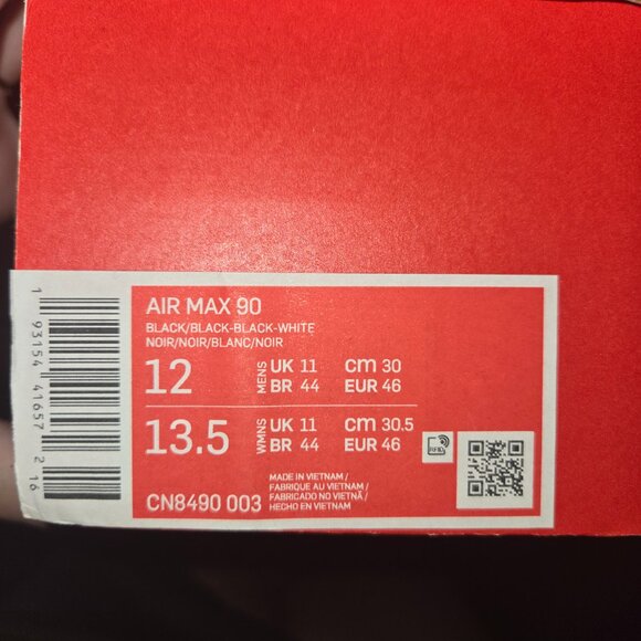 MENS Nike Air Max 90 Size 12- Black on Black on Black - Picture 6 of 6